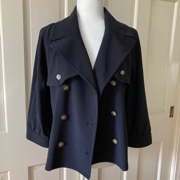 Double Breasted Jacket w Gathered Cuffs Travel Collection NEW NEVER WORN - Picture 8 of 16